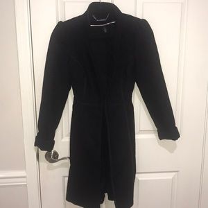 black embroidered dress coat